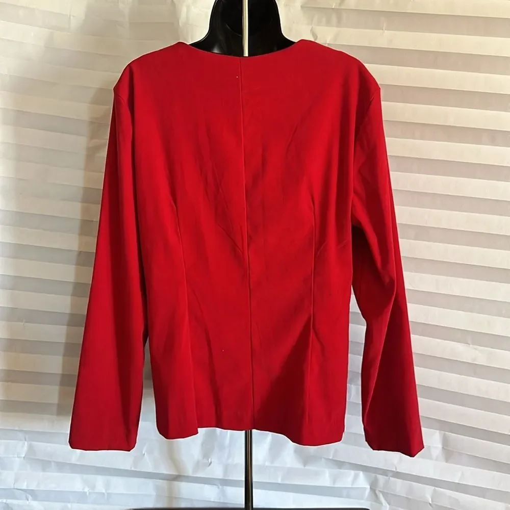 Kathie Lee Collection Vintage Women's Long Sleeve Red/Black Blouse Size 12